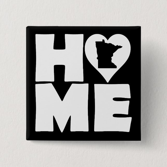 Minnesota Home Heart State Button Badge Pin (Front)