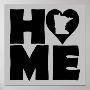 Minnesota Home Heart State Poster Sign