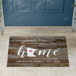 Minnesota Home State Personalised Wood Look Doormat