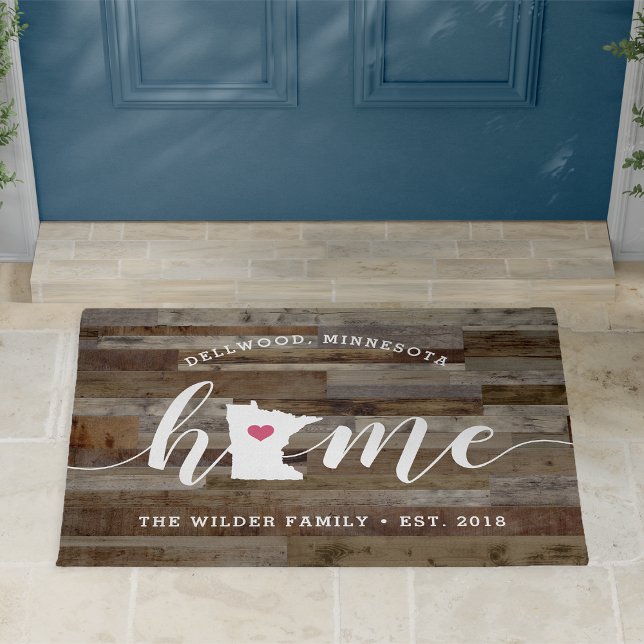 Minnesota Home State Personalised Wood Look Doormat (Creator Uploaded)
