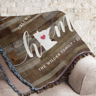 Minnesota Home State Personalised Wood Look Throw Blanket