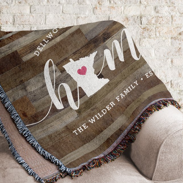 Minnesota Home State Personalised Wood Look Throw Blanket (Creator Uploaded)