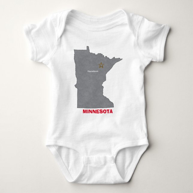 MINNESOTA Home Town Personalised Map Baby Bodysuit (Front)