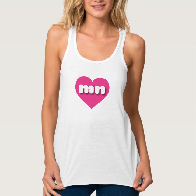Minnesota hot pink heart - I love mn Singlet (Front)