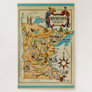 Minnesota Illustrated 20x30 Map Jigsaw Puzzle