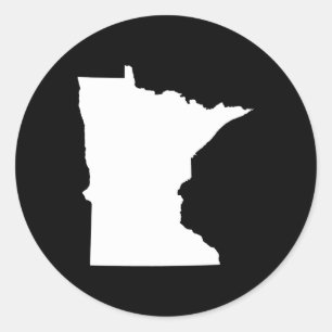 Minnesota in White and Black Classic Round Sticker