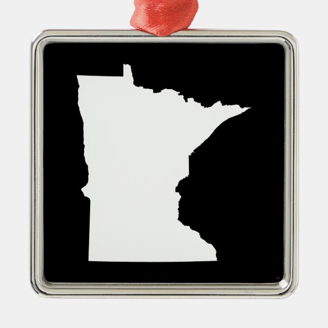 Minnesota in White and Black Metal Tree Decoration (Front)