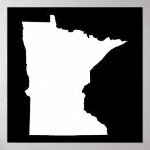 Minnesota in White and Black Poster