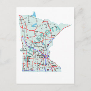 Minnesota Interstate Map Postcard