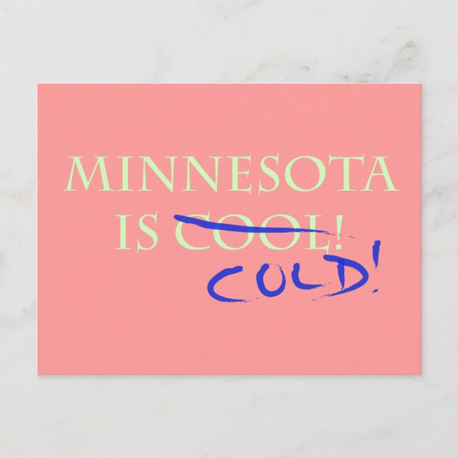 Minnesota is Cool - and Cold! Postcard (Front)