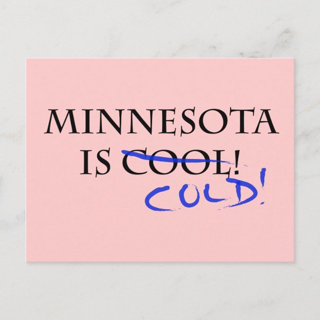 Minnesota is Cool - and Cold! Postcard (Front)