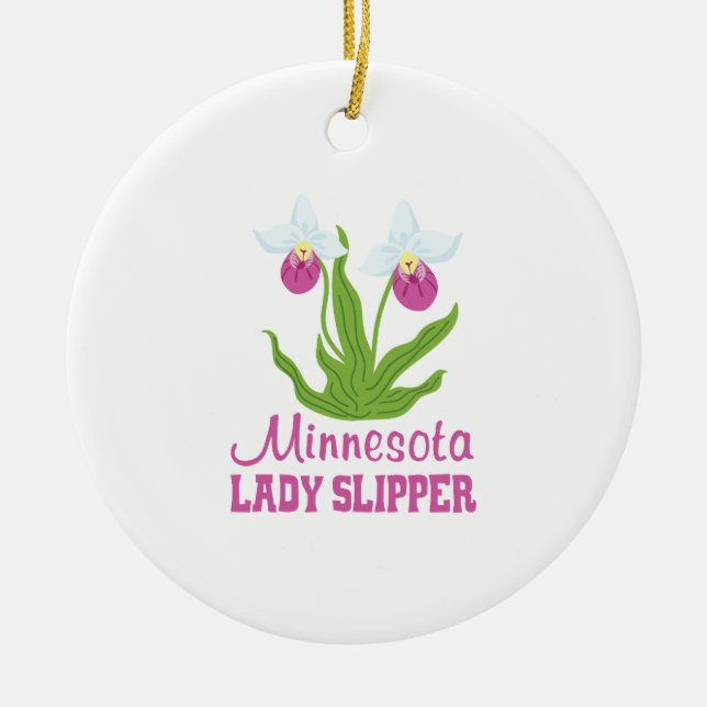 Minnesota Lady Slipper Ceramic Tree Decoration (Front)