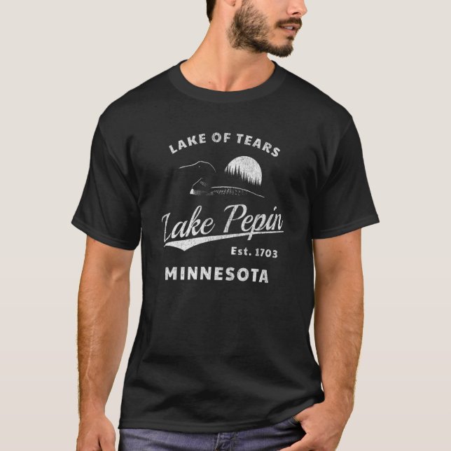 Minnesota  Lake Pepin  Lake of Tears Loon and Suns T-Shirt (Front)