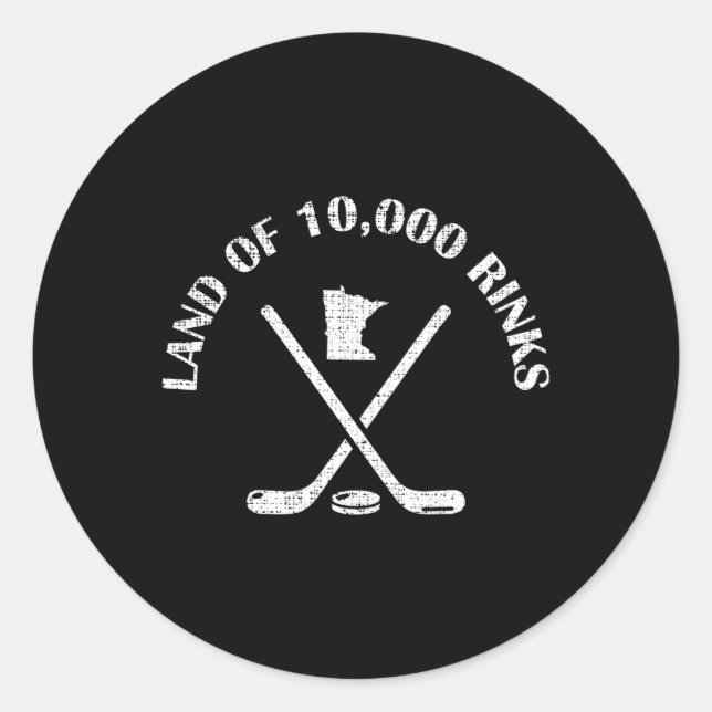 Minnesota Land Of 10000 Rinks Ice Hockey State Classic Round Sticker (Front)