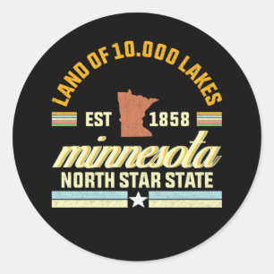 Minnesota Land of 10,000 Lakes Classic Round Sticker