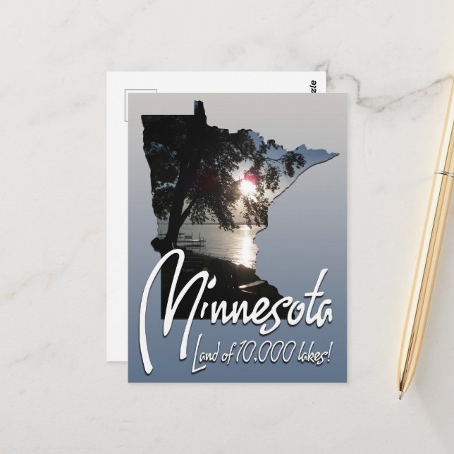 Minnesota Land of 10,000 Lakes Postcard (Front/Back In Situ)
