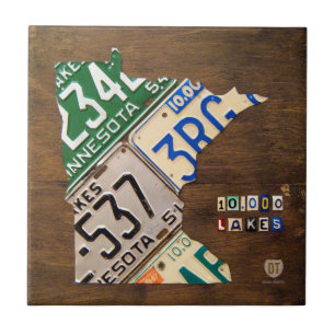 Minnesota License Plate Map Ceramic Tile