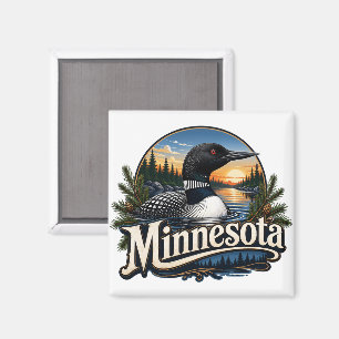 Minnesota Loon Lake Sunset Magnet