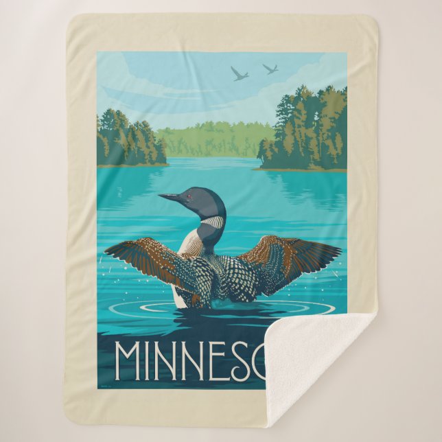 Minnesota | Loon Sherpa Blanket (Front)