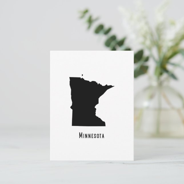 Minnesota Map - Black and White Modern Minnesota Postcard (Standing Front)