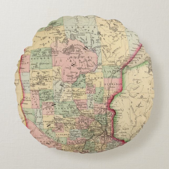 Minnesota Map by Mitchell Round Cushion (Front)