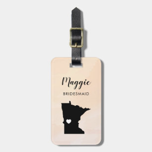 Minnesota Map Luggage Tag, Wedding Party Welcome Luggage Tag