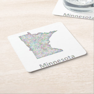 Minnesota map square paper coaster