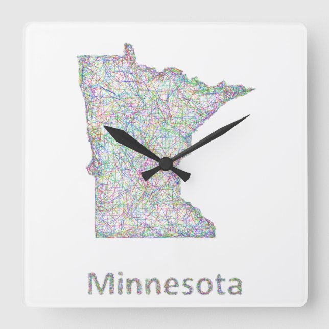 Minnesota map square wall clock (Front)