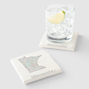 Minnesota map stone coaster
