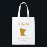 Minnesota Map Wedding Welcome Bag, Gold Tote Bag<br><div class="desc">Wedding weekend welcome gift bag for out of town guests to your wedding,  featuring image of Minnesota,  with heart you may place at the precise location. Fill tote with your favourite goodies.</div>