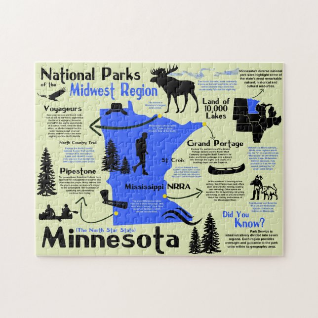 Minnesota National Parks Infographic Map Jigsaw Puzzle (Horizontal)