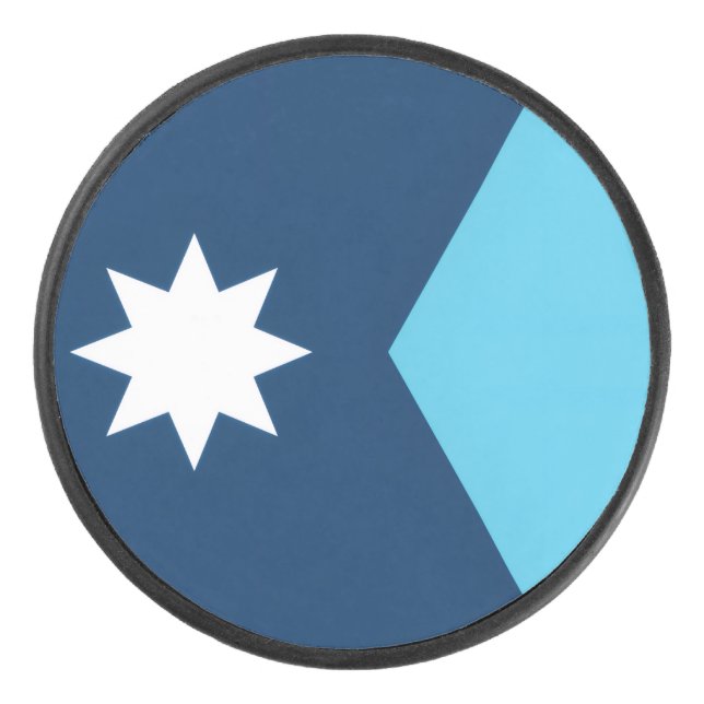Minnesota new flag hockey puck (Front)