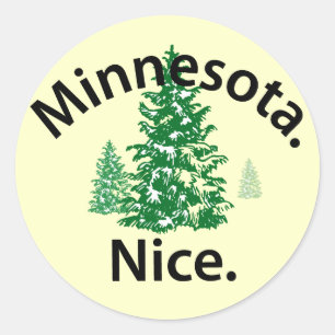 Minnesota Nice.  Period! (black text) Classic Round Sticker