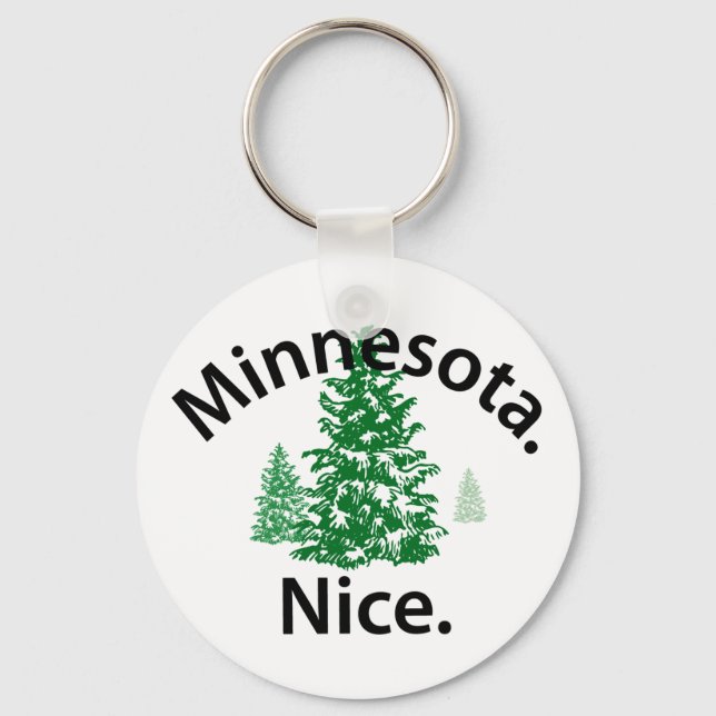 Minnesota Nice.  Period! (black text) Key Ring (Front)