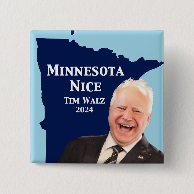 Minnesota Nice Tim Walz 15 Cm Square Badge (Front)