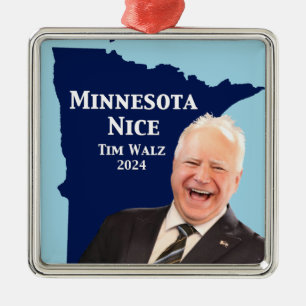 Minnesota Nice Tim Walz Metal Tree Decoration