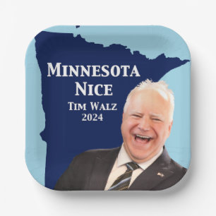 Minnesota Nice Tim Walz Paper Plate