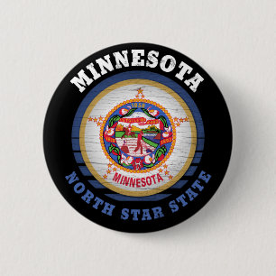 MINNESOTA NORTH STAR STATE FLAG 6 CM ROUND BADGE