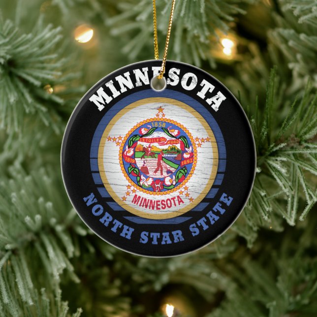 MINNESOTA NORTH STAR STATE FLAG CERAMIC TREE DECORATION (Tree)