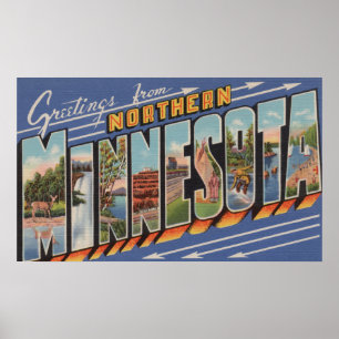 Minnesota (Northern) - Large Letter Scenes Poster