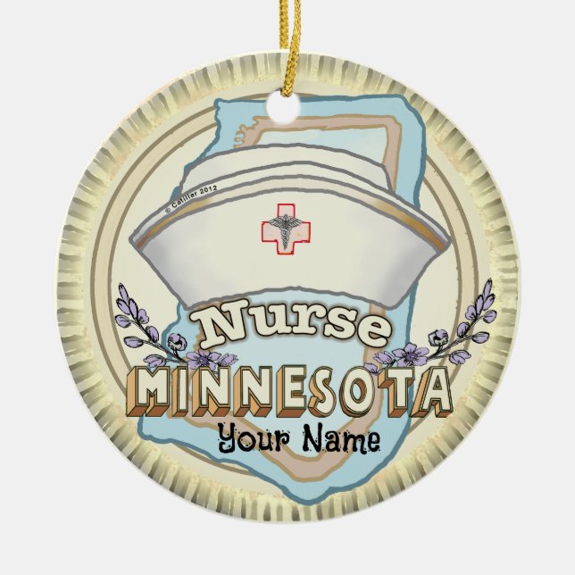 Minnesota Nurse Ceramic Tree Decoration (Front)
