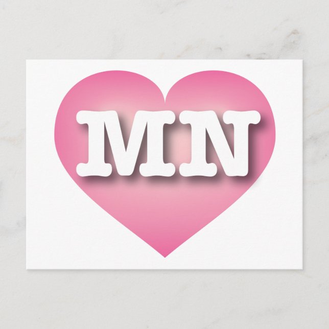 Minnesota Pink Fade Heart - I love MN Postcard (Front)