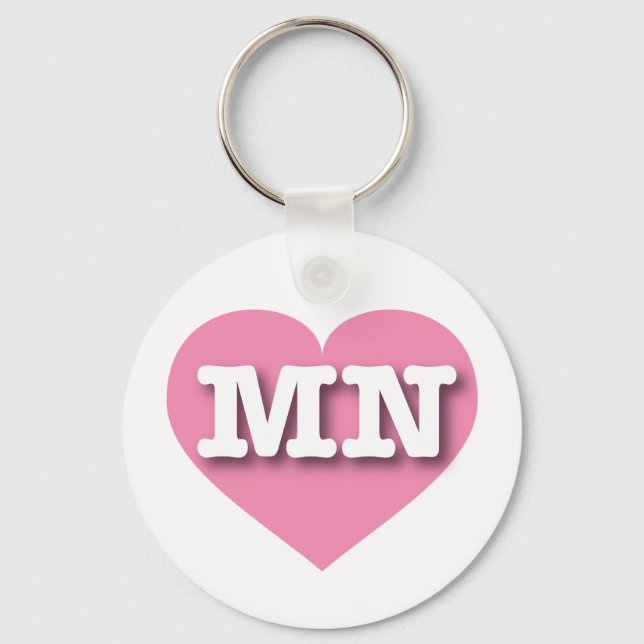 Minnesota Pink Heart - I love MN Key Ring (Front)