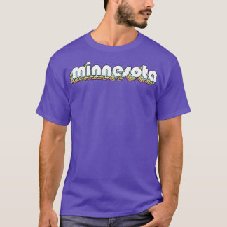 Minnesota Retro Rainbow Typography Faded Style T-Shirt