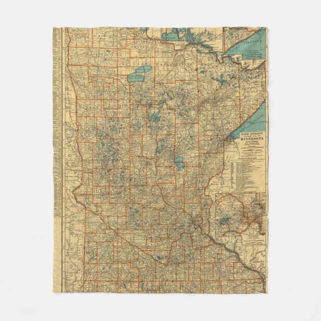 Minnesota road map fleece blanket (Front)
