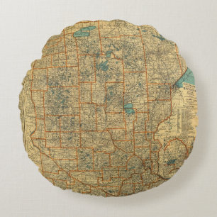 Minnesota road map round cushion