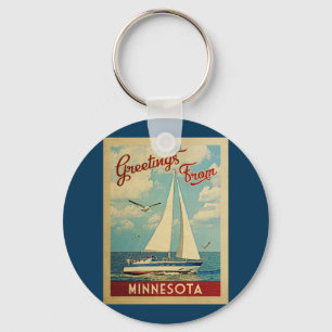 Minnesota Sailboat Vintage Travel Key Ring