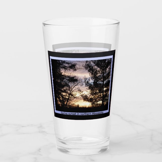 Minnesota Spring Sunset Glass Cup (Front)
