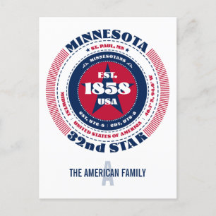 Minnesota, St. Paul, MN, Patriotic, Monogram Postcard
