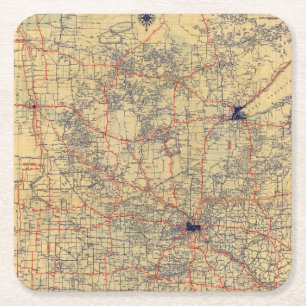 Minnesota standard map square paper coaster